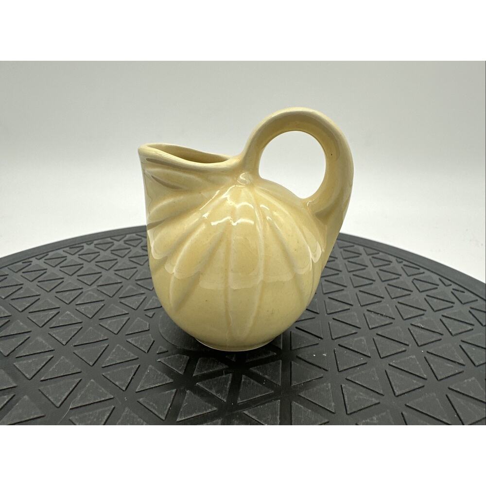 Vintage Yellow Pottery Miniature Poinsettia Pitcher Vase